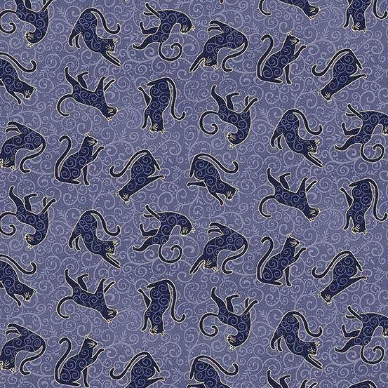 Pattern of stylized animals on a blue background