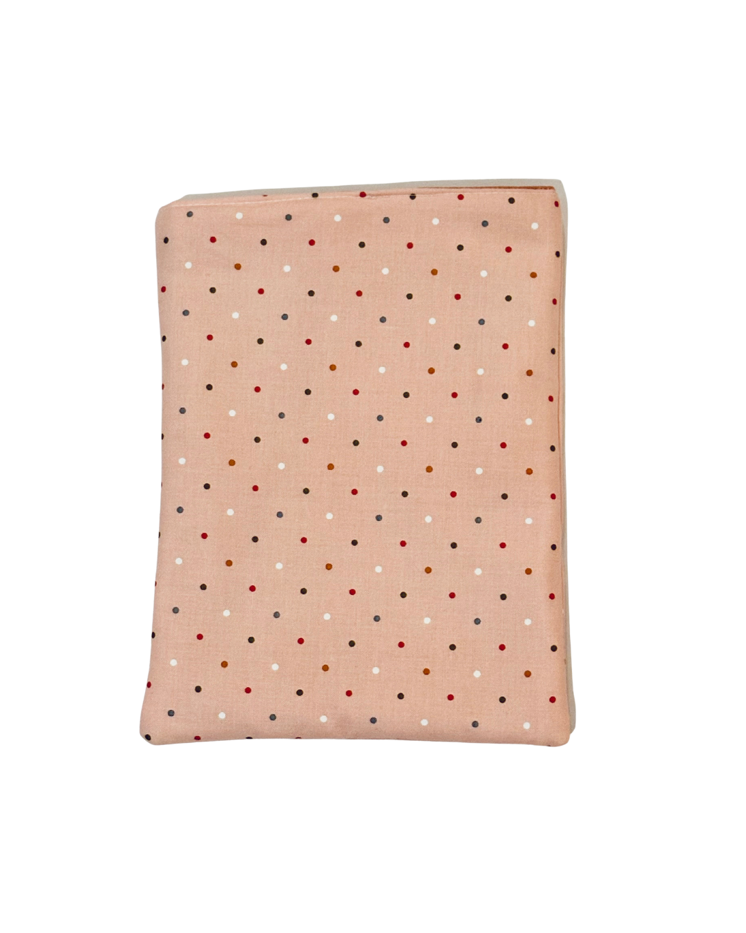 pink e-reader sleeve with multicolored polka dot pattern on a white background