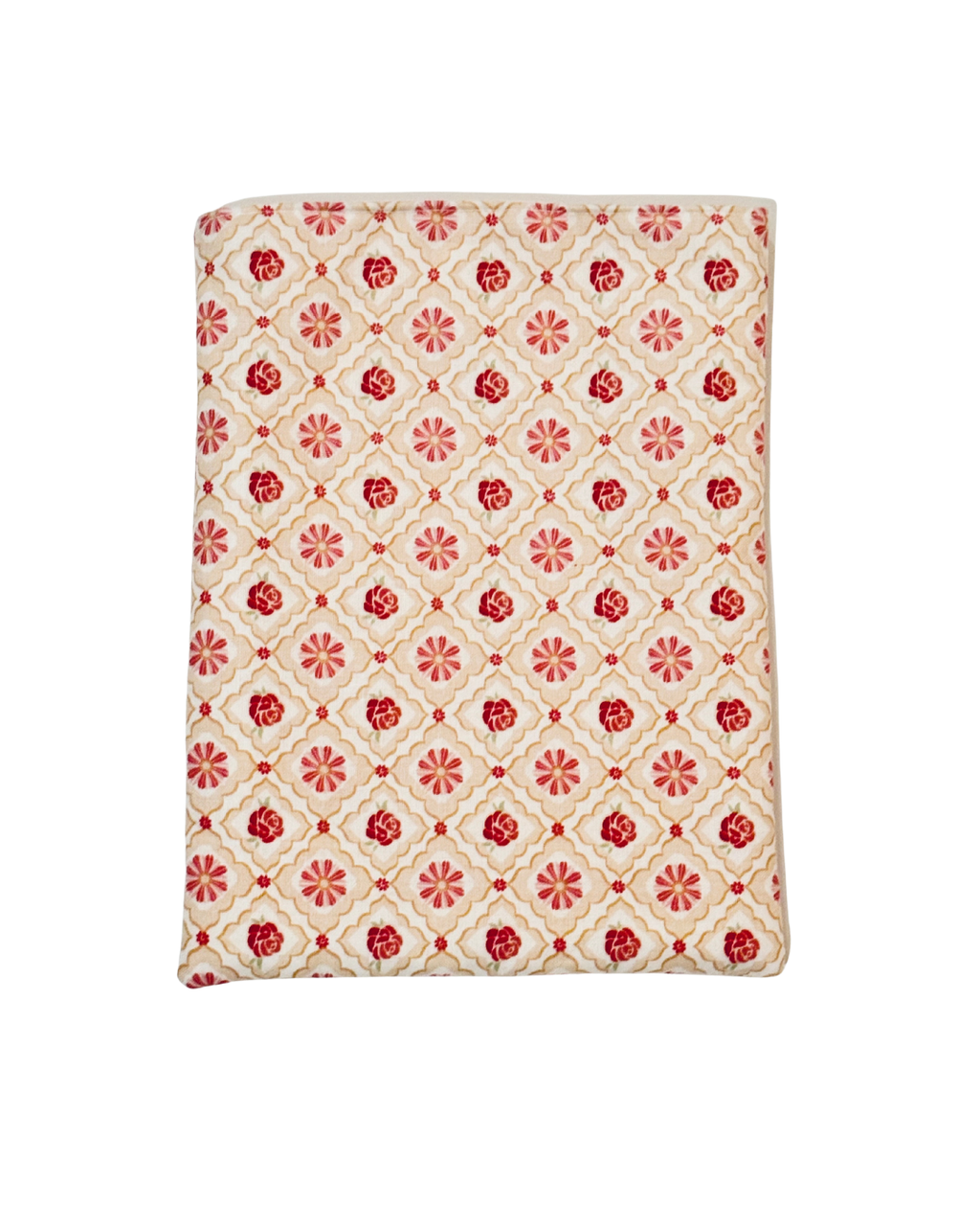 pink and red Floral patterned e-reader sleeve on a white background