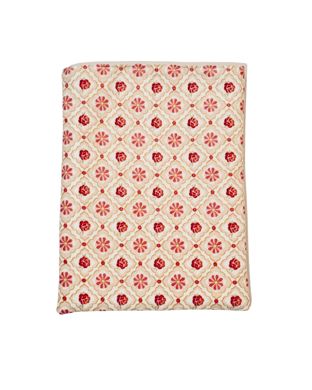 pink and red Floral patterned e-reader sleeve on a white background