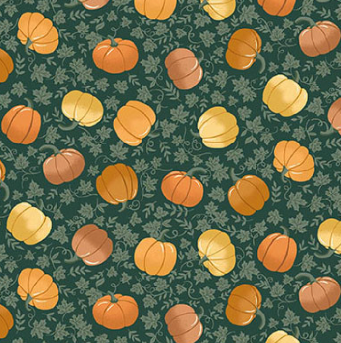 Hello Autumn by Makower UK Pumpkin Spice Green