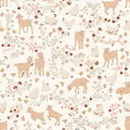 Happy goats, chickens and chicks frolicking in a meadow of beautiful flowers and twigs on a white background.